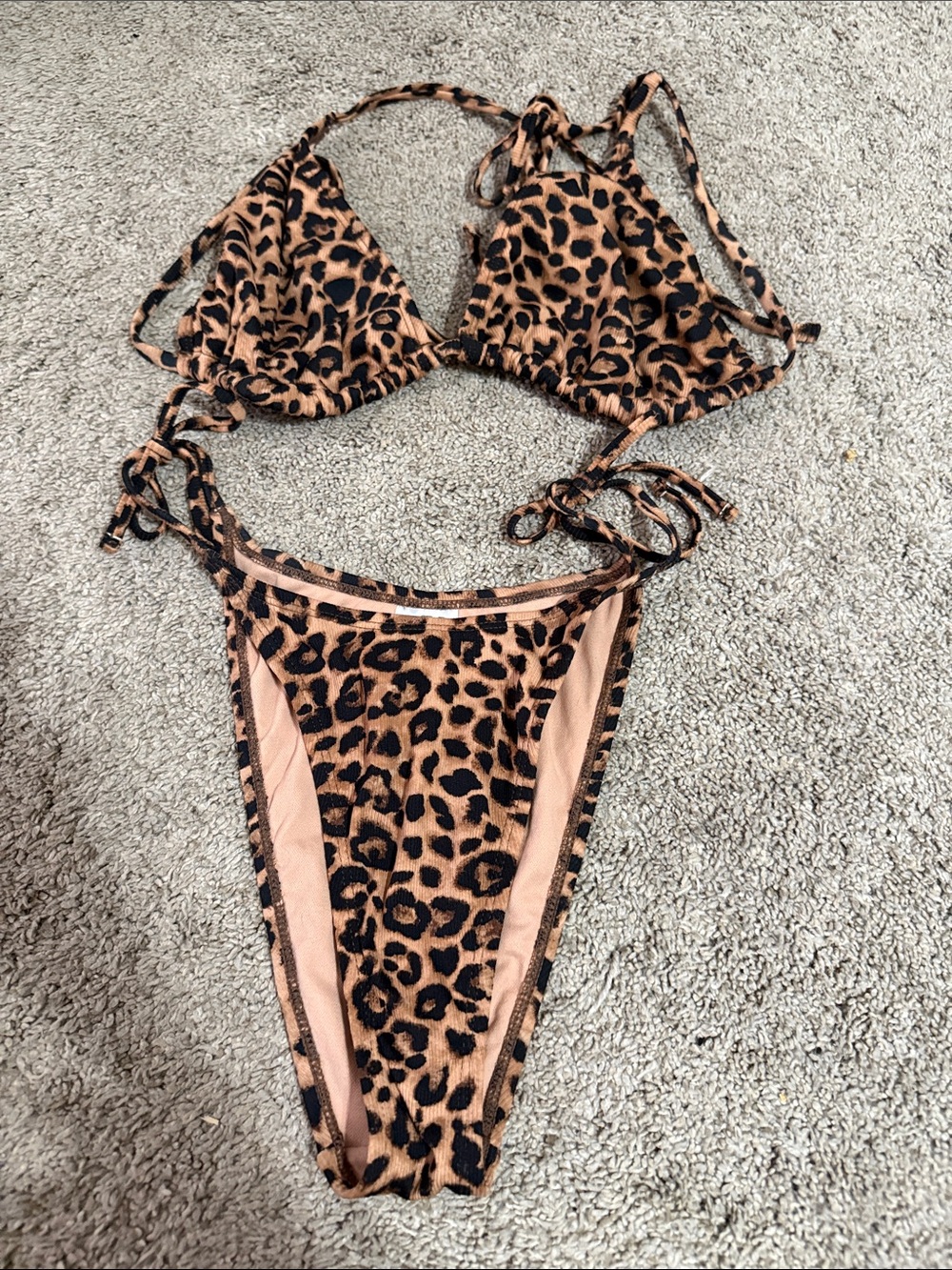 wild fable Leopard Print Triangle Kids Bikini - Black & Brownwild